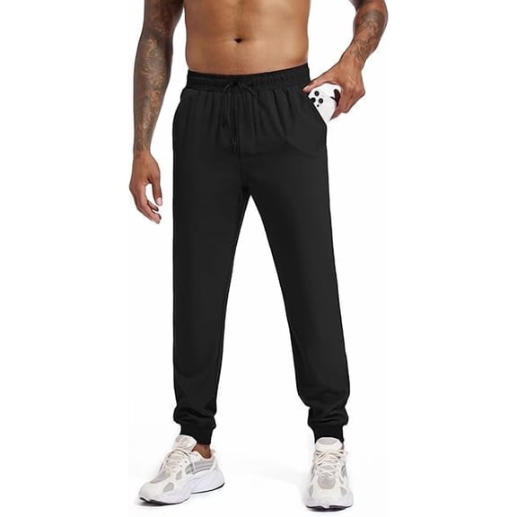 TENJOY Men's Quick-Dry Sports Athletic Sweatpants Running Pants 3-Pocket Running Trousers for Gym, Fitness, Jogging, Track Training, and Hiking