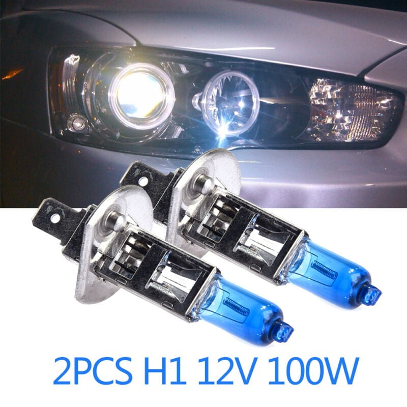 Ruibeauty 2Pcs H1 12V 100W Car Headlights White 4300k Head Light Lamp  Halogen Bulbs 