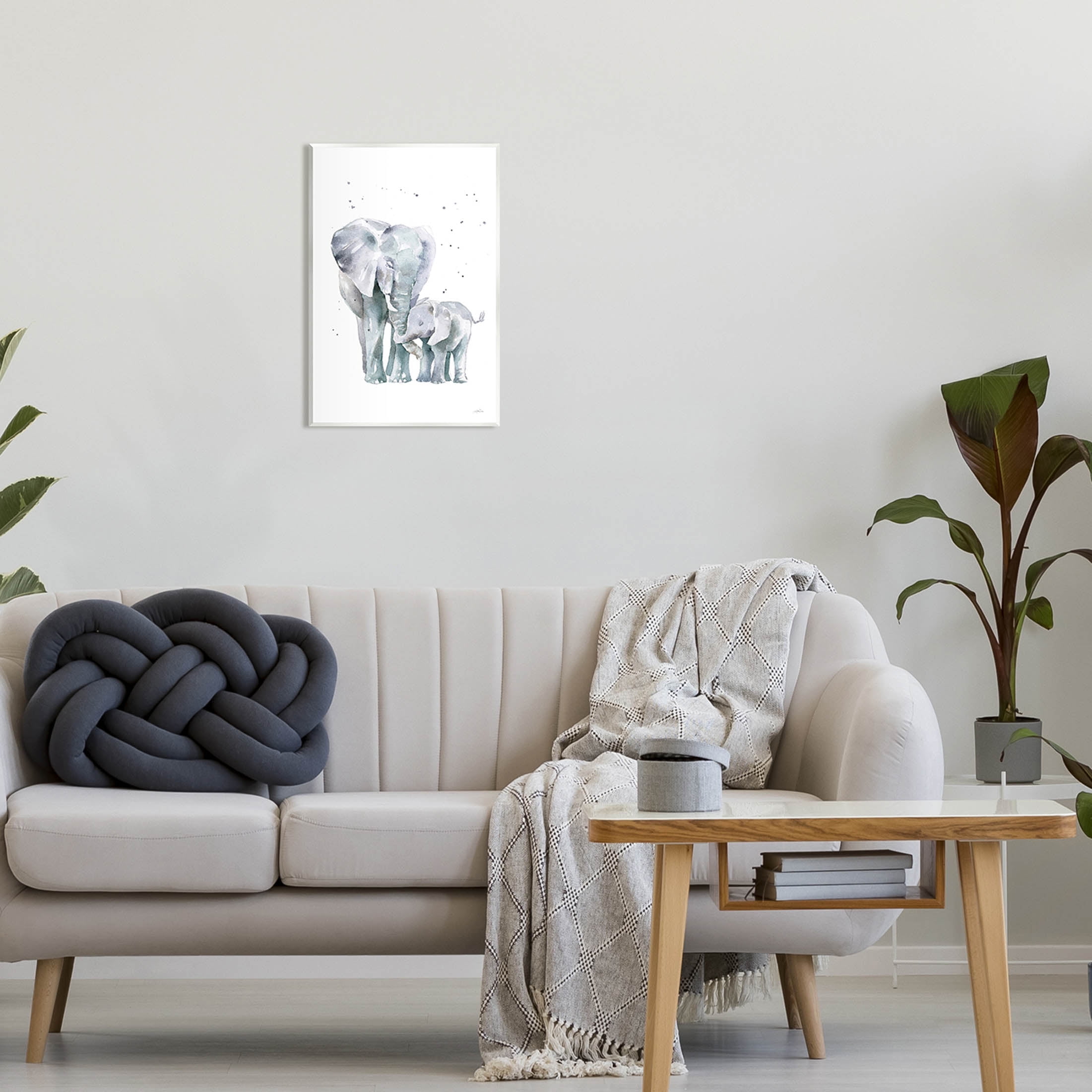 Stupell Industries Loving Elephant Family Hugs Watercolor Graphic Art Unframed Art Print Wall Art, Design by Katrina Pete