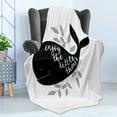 thumbnail image 4 of Enjoy the Little Things Soft Flannel Fleece Throw Blanket, Ocean Whale Silhouette with Leaves Brush Lettering, Cozy Plush for Indoor and Outdoor Use, 50" x 70", Pale Grey White, by Ambesonne, 4 of 5