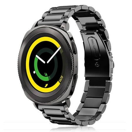 Stainless Steel Folding Clasp - Samsung Gear Sport Replacement Band, Mignova Solid Stainless Steel Link Bracelet Replacement Band Strap with Durable Folding Clasp for Samsung Gear Sport SM-R600 Smart Watch (Black)
