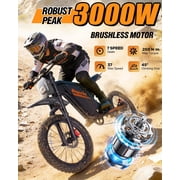 Peak 3000W Electric Dirt Bike for Adults,60V 25Ah,Max 100Miles & 37Mph App & Anti-Theft Electric Motorcycle,20’’Off Road Tires E-Mountain Bike