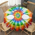 thumbnail image 3 of Rainbow Tie Dye Sunburst Round Tablecloth 60"x60",Wrinkle Wipeable Table Cloth for Kitchen Dining Room Picnic Patio Party, 3 of 6