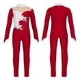 thumbnail image 4 of iiniim Kids Girls Long Sleeve Mesh Splice Unitard Jumpsuit Dancing Skating Gymnastics Bodysuit A Burgundy 8, 4 of 7