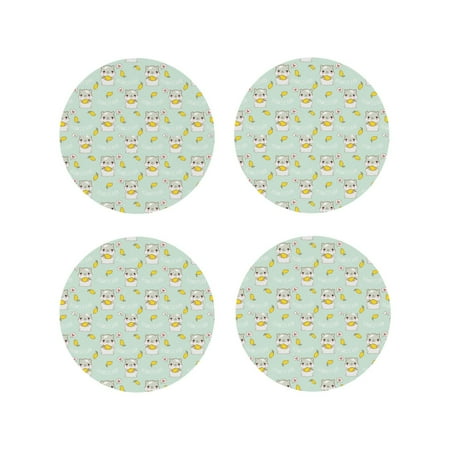 

Drink Coasters Set of 4 Cartoon Cute Hamster Mango Green Leather Coasters for Coffee Table Protector Heat Resistant Cute Coasters for Home Decor Housewarming Gifts Bar Kitchen 4 Inch Round Shape