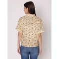 thumbnail image 3 of DressBerry Women's Printed Crop Shirt Short Sleeves Buttoned Comfy Summer Collared Sheer Mesh High Rise Short Top, 3 of 7