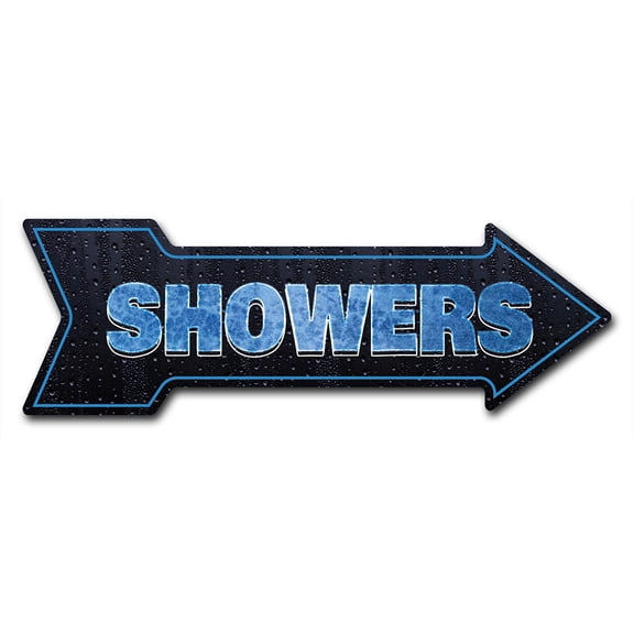 SignMission P-ARROW10-999615 10 x 30 in. Wide Showers Arrow Sign