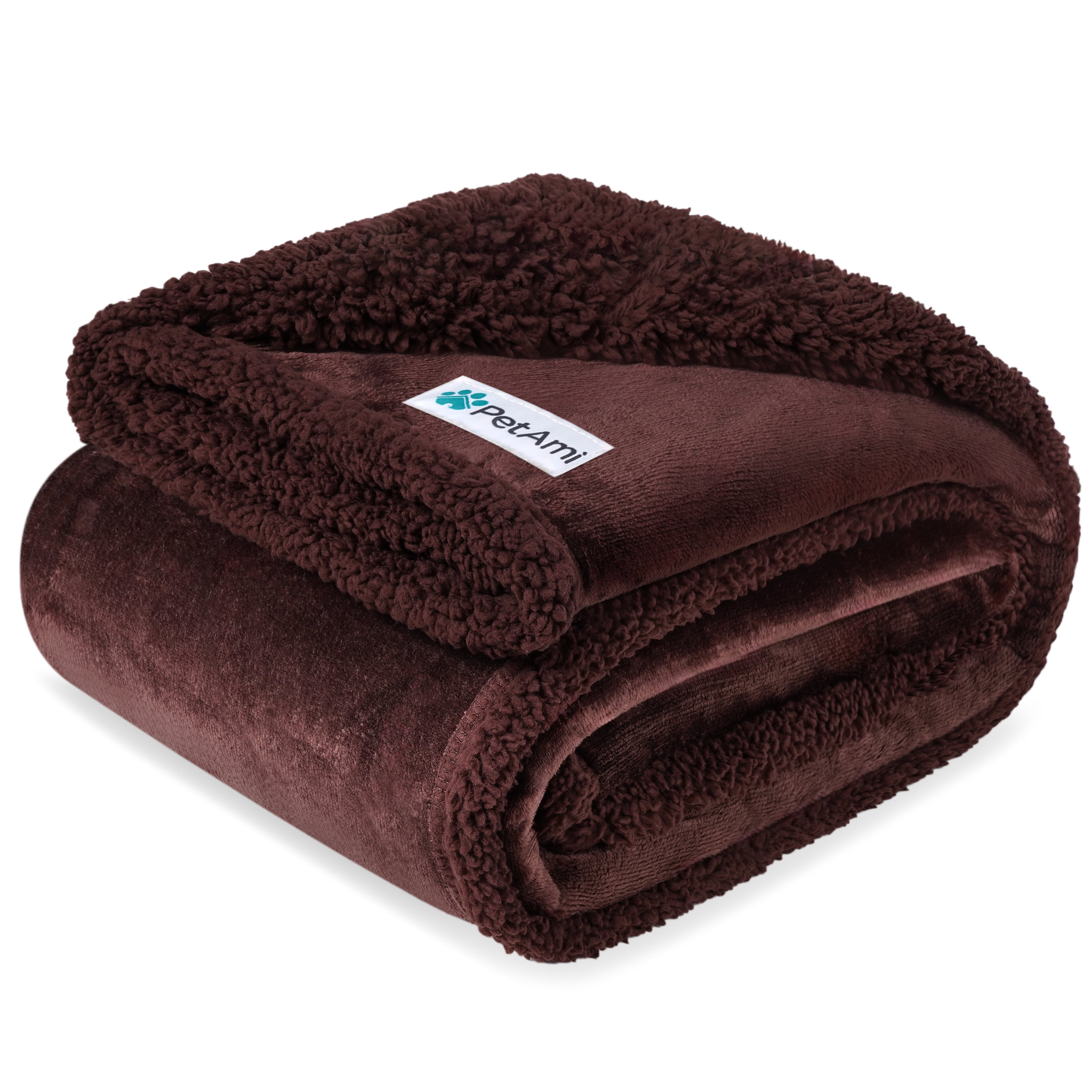 PetAmi Waterproof Dog Blanket for Medium Large Dog Puppy Cat Throw for Couch Cover Leakproof Protection, Sherpa Fleece, Reversible Soft Washable 60x40 Brown Brown
