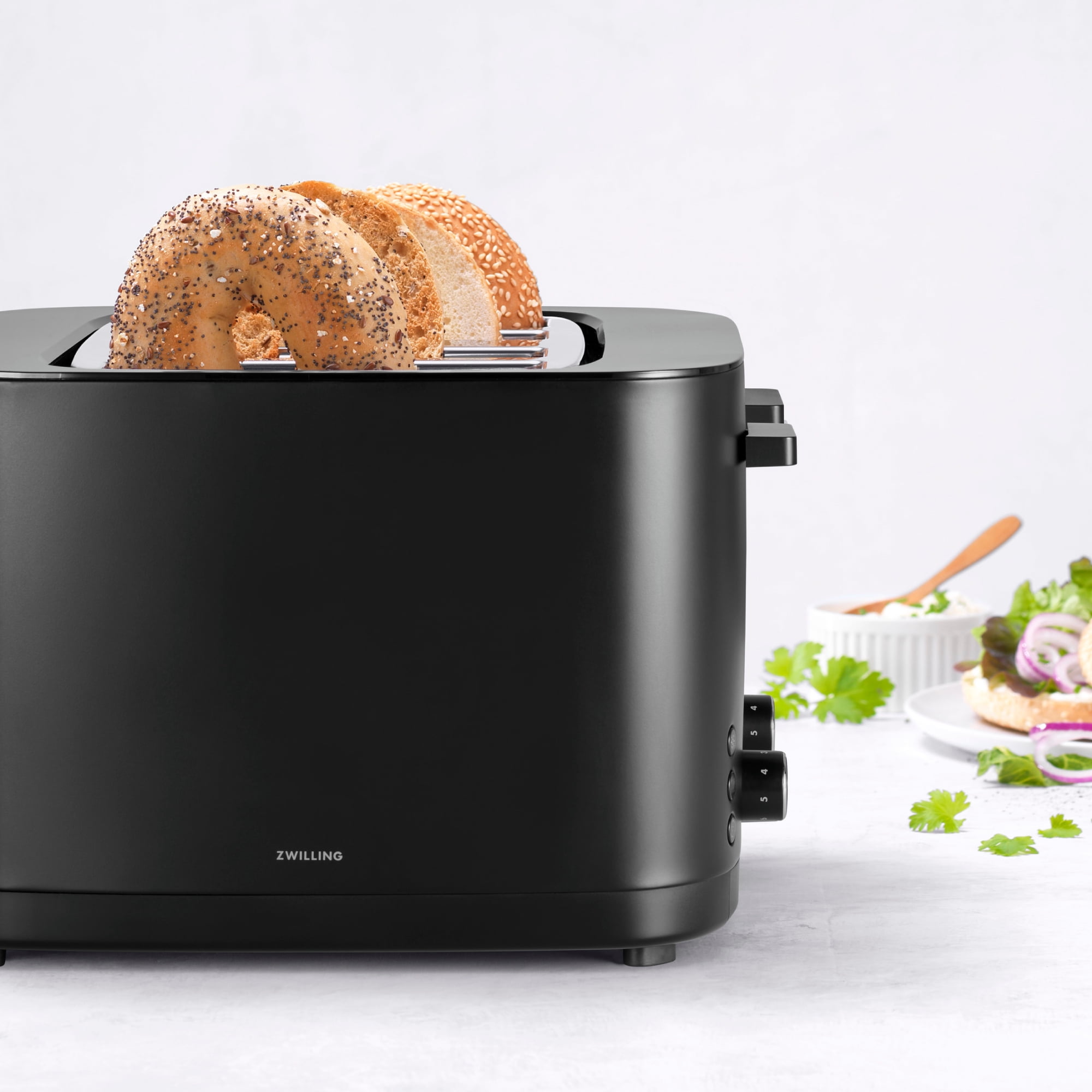 ZWILLING Enfinigy, 4-Slice Toaster with 4 Slots, Extra Wide 1.5" Slots for Bagels and Toast, Black