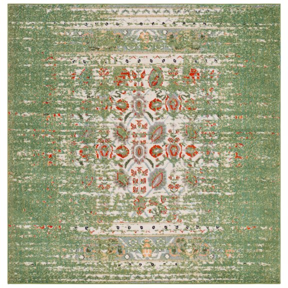 SAFAVIEH Monaco Annabelle Oriental Area Rug, Sage/Rust, 6'7" x 6'7" Square