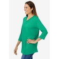 thumbnail image 3 of Woman Within Plus Size Perfect Three-Quarter Sleeve V-Neck Tee (Petite Available), 3 of 6