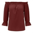thumbnail image 3 of frariair ​Off-Shoulder Glam Pullover Featuring Chiffon Fabric Perfect For Date Nights And Cocktail Parties​ Red, 3 of 7