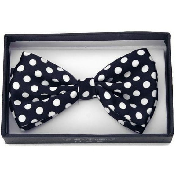 Black White Polka Dots Tuxedo Classic Bow Tie Neckwear Adjustable Men's Bow Tie