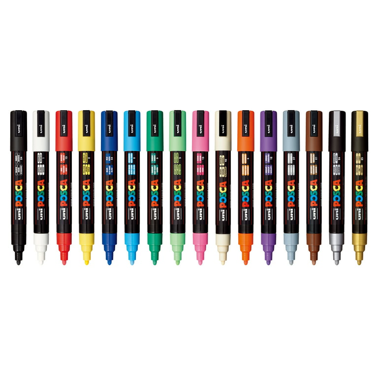 Uni Posca PC-5M Paint 15-Piece Marker Pen Set, Medium Point