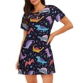 thumbnail image 1 of Fotbe Cartoon Dinosaur Bata de Dormir para Mujer con Estampado, Camisón de Algodón de Manga Corta, Ropa de Dormir Casual, 1 of 6