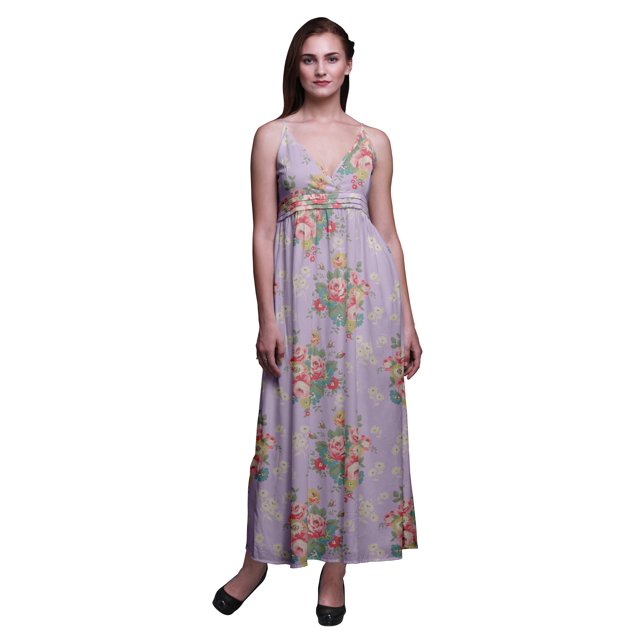 Bimba Robe Longue Maxi à Bretelles Spaghetti Ajustables à Imprimé Floral, Tenue de Plage d'Été - Très Petit
