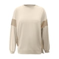 thumbnail image 4 of Duoif Womens Sweatshirt Women's Oversized Crew Neck Sweatshirt - Loose Top with Side Slit Sweatshirt for Women Beige L, 4 of 4
