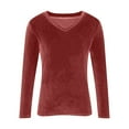 thumbnail image 4 of Hearthz Velour Tops for Women Casual V Neck Long Sleeve Shirt for Women Solid Holiday Party Outfits, 4 of 4