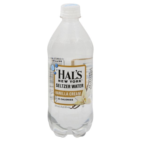 Hal's Vanilla Cream New York Seltzer Water 20 oz Plastic Bottles Pack