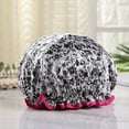 thumbnail image 3 of SPRING PARK Shower Cap Women Flower Printed Bath Hat Hair Polyester Elastic Bath Cap Waterproof Bathing, 3 of 6