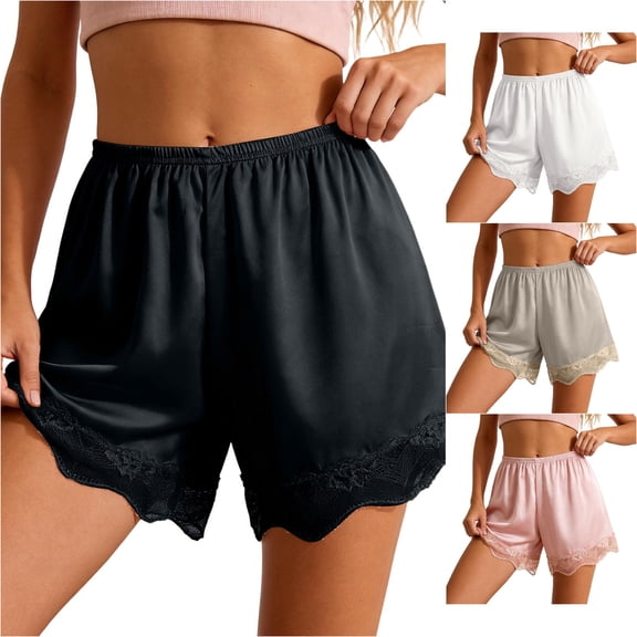 SONXAHE Women's Lace Sleep Shorts Elastic Waist Sleep Bottoms Loose Fit Loungewear Short Pants