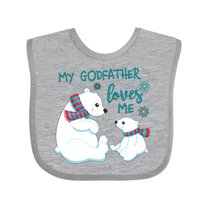 Inktastic My Godfather Loves Me Cute Polar Bears Boys or Girls Baby Bib