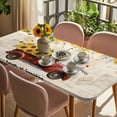 thumbnail image 3 of Sunflower Truck Table Cloths for 5 Foot Rectangle Tables, Yellow Floral Summer Botanical Elegant Pastoral Patio Waterproof Elastic Fitted Tablecloths, Washable Rectangular Table Cover for Camping, 3 of 8