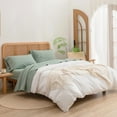 thumbnail image 3 of BESTOUCH Sheet Set King 100% Washed Cotton Linen Feel Super Soft Comfortable Chic Lightweight 4 Pcs Home Bedding Set Green, 3 of 5