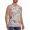 thumbnail image 2 of Bixox Men's Trendy Floral Design Printed Shirt Sleeveless Fitness Tank Top-Large, 2 of 7