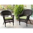 thumbnail image 1 of Jeco Wicker Chair in Espresso with Green Cushion (Set of 2), 1 of 1