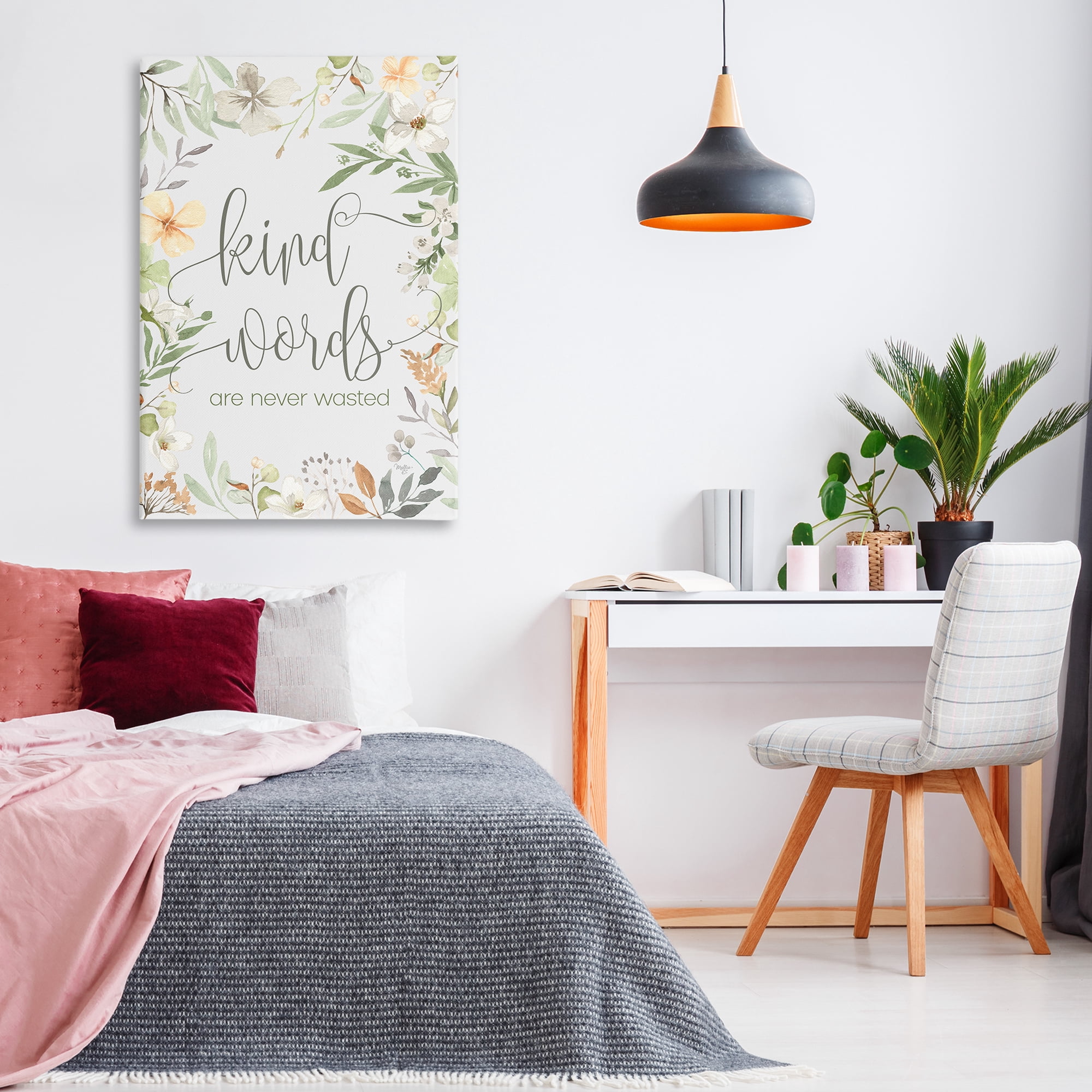 Stupell Industries Kind Words Never Wasted Plants & Flowers Painting Wrapped Canvas Art Print Wall Art, 30 x 45