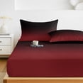 thumbnail image 6 of Full Size Fitted Sheet Set - Black Red Ombre 3 Piece Bedding Sets 16" Deep Pocket Fitted Sheet with 2 Pillowcases Modern Abstract Art Gradient Brushed Microfiber Hotel Luxury Bed Sheets, 6 of 9