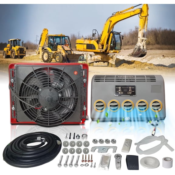 Aspligo 24V Air Conditioner 8000BTU, Mini Split DC AC, Low Noise for Road Machine Forklifts Excavators Agricultural Engineering Vehicle
