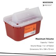 McKesson Sharps Container, Nestable, Horizontal - Red, 1 gal, 10 in x 5 in, 1 Ct