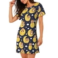 thumbnail image 2 of Vsdgher Moon Bear Pattern Womens Short Sleeve Sleepshirt Scoopneck Cute Nightdress Ruffle Comfy Nightgown, 2 of 6