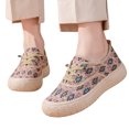 thumbnail image 2 of Domuza canvas shoes for women，Thick Sole Classic Retro Canvas Shoes, Ethnic Print Lace Up Low Top Casual Walking Sneakers Red 5.5（EU-36）, 2 of 5
