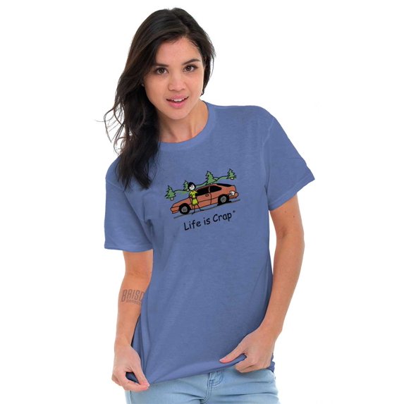 Life Is Crap Ladies TShirts Tees T For Women Flat Tire Car Unlucky Relatable