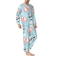 thumbnail image 3 of Kll Cute Panda Flying In The Sky Sleepwear Mens Flannel Pajamas,Long Cotton Pj Set, 3 of 9