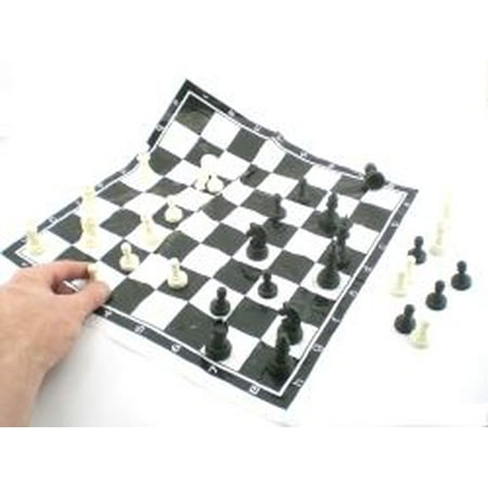 Chess King Queen - Plastic Chess Men And Vinyl Mat King Aprox 2.5 Inch Tall