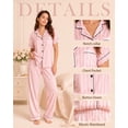 thumbnail image 4 of DAKIMOE Silk Satin Pajamas Set for Women Two-Piece Short Sleeve Shirt with Long Pajama Pant Set Soft Button Down Loungewear Nightwear Pjs Sleepwear for Women, 4 of 10
