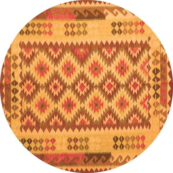 Ahgly Company Indoor Round Southwestern Orange Country Area Rugs, 7' Round