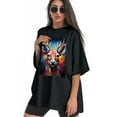 thumbnail image 3 of Plus Size Shirt for Women Black Tops for Women Short Sleeves Shirt for Women Colorful Deer2 T Shirt Crewneck Shirt for Women 2XL, 3 of 5