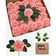 thumbnail image 1 of Flores artificiales rosas falsas de espuma de aspecto real, combo de flores artificiales de boda para ramos de boda (rosa, 25), 1 of 5