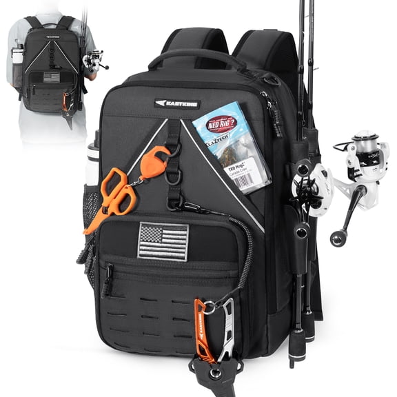 KastKing Fishing Tackle Backpack,Water-Resistant Fishing Bag With 2 Rod Holders,Fishing Gear and Equipment -KarryAll KastMate