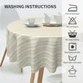 thumbnail image 5 of Round Tablecloth 60 Inch, Beige White Farmhouse Stripes Circle Dining Table Cover Waterproof Table Cloths Cloth Table Cover for Restaurant, Picnic, Indoor and Outdoor Dining, 5 of 8