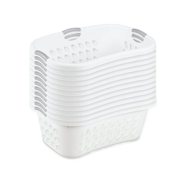 Sterilite Ultra HipHold 1.25 Bushel Plastic Clothes Laundry Basket, 12 Pack