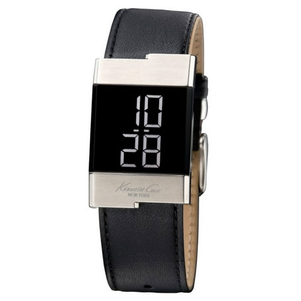Kenneth Cole - KC2315 Women's Black Leather Strap Digital Dial Watch ...