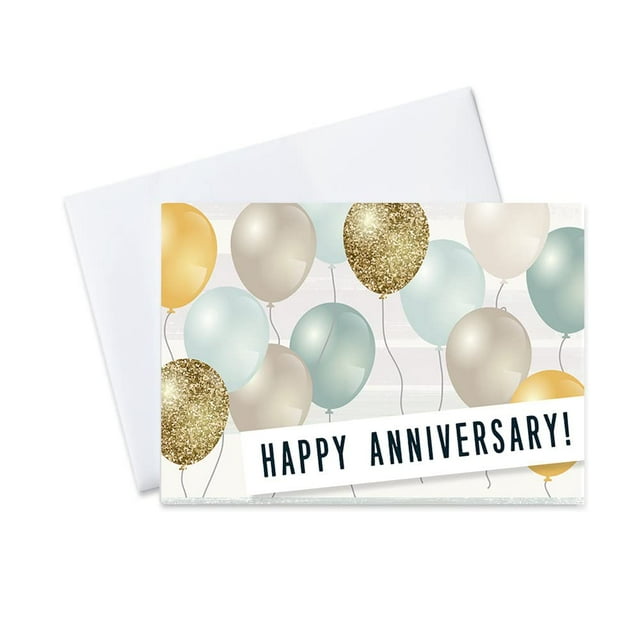 CEO Cards - Business Anniversary Greeting Cards (Balloons), 5x7 Inches, 25 Cards & 26 White Envelopes (A2003)