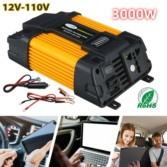 MDHAND 3000W Car Converter Solar Power Inverter 12V DC to 110V AC Car Power Inverter Solar Converter Kit