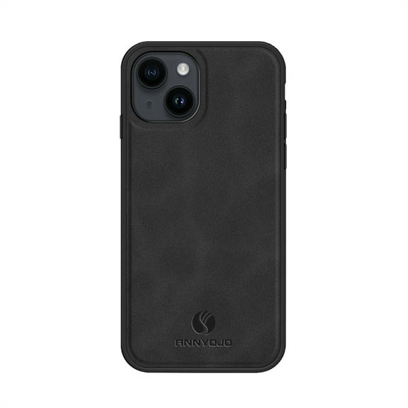 ELEHOLD Leather Case for iPhone 14,Slim Thin Lightweight Case All-Inclusive Camera Lens Protection Work with Magnetic Car Mount Holder Full Body Shockproof Anti-Scratch Case,Black